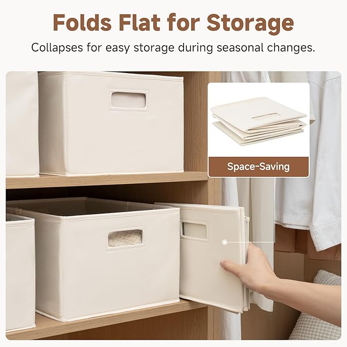 StorageWorks Fabric Storage Bins for Shelves, Closet Organizers and Storage Baskets, Closet Storage Bins with Cutout Handles,
