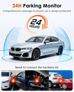 3-Channel Dash Cam 4K for Car: Front, Rear & Inside Dash Camera with 5.8G WiFi & GPS - 24H Parking Mode, 64GB Card for Ridesh