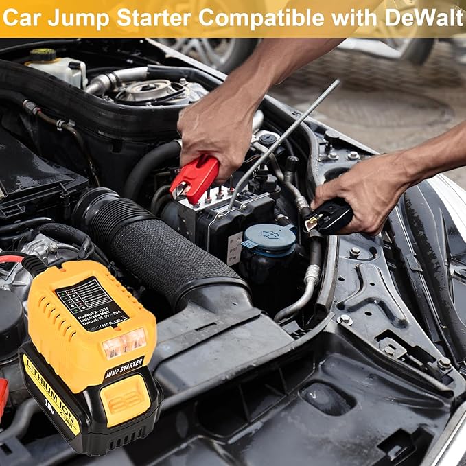 Jump Starter Compatible with Dewalt 20V Tools - Heavy Duty 11AWG Jump Starter Cable (1.2FT), Car Battery Booster Using Power Tool Batteries (Battery not Included)