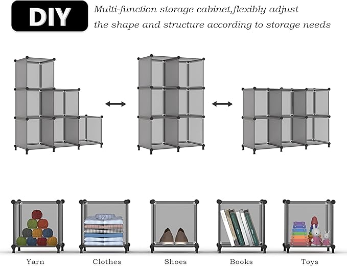 AWTATOS Cube Storage Organizer, Storage Cubes Shelves Bookshelf, 6 Cube Closet Organizers and Storage, DIY Stackable Plastic 