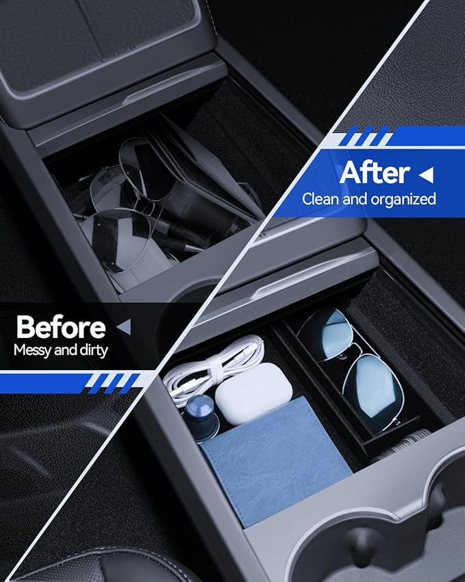 for Model 3 Center Console Organizer Armrest Tray Middle Storage Box Insert Container Durable ABS Plastic Accessories 2024 2025