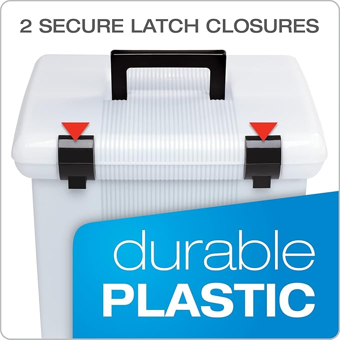 Pendaflex Portable File Box, Frosted White, Hinged Lid with Double Latch Closure(41745AMZ)