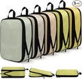 5 Pack Compression Packing Cubes for Travel Space Saving Cubes Luggage Organizer for Suitcase(Cream,M)