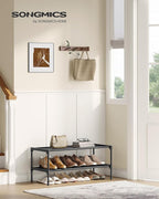 SONGMICS Shoe Rack, 2-Tier Shoe Storage Organizer, Space-Saving, 11.7 x 24.5 x 12.2 Inches, Entryway, Metal Frame, Non-Woven 