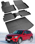 All Weather Car Floor Mats for Mazda CX5: 2013 2014 2015 2016 (1st Gen), Automotive Cargo Liner Full Set Accessory, Cutsom Fit for Mazda CX-5 SUV Tray Carpet Black Rubber Accessories Trunk Mat