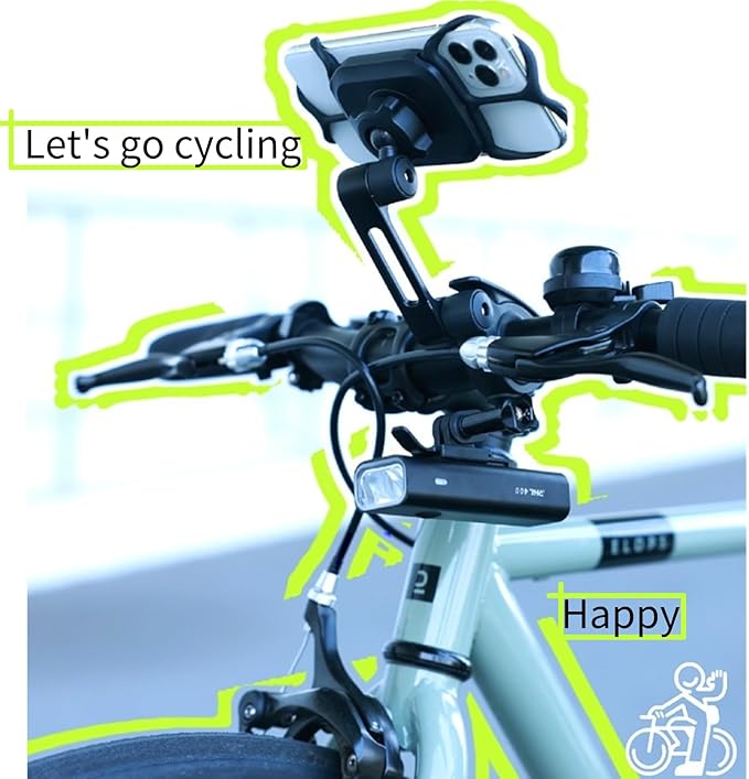 Rcool Universal Bike Phone Mount Holder,with Buckle Mount Base, 360°Rotation Four Corner Fixation for Bicycles Scooter eBike Dirt Road Cruiser Jogging Stroller Torch Light Dash Cam，Black