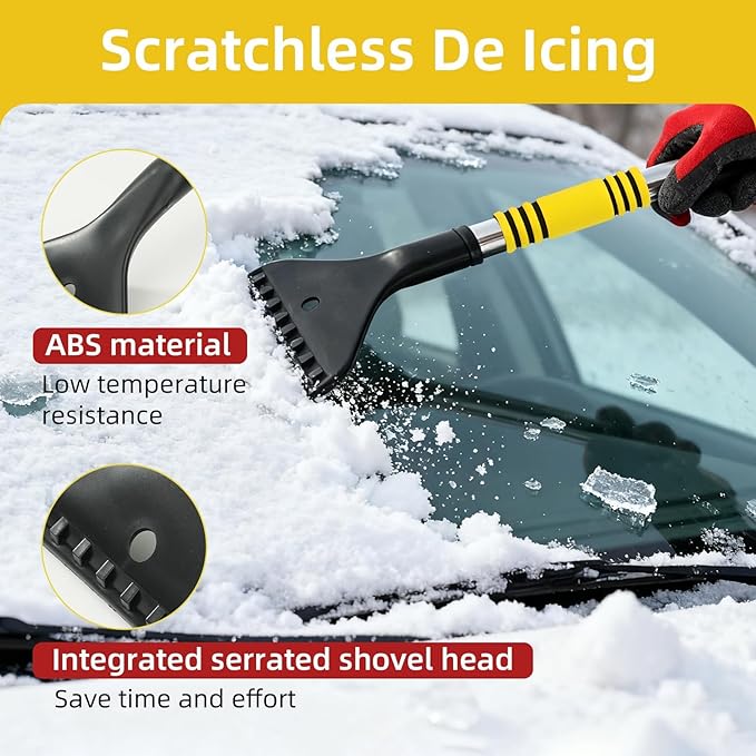 32" Telescoping Snow Brush for Car with Detachable Handle – an Extra-Wide Snow Brush and Ice Scraper for Car Windshield Window. The Ultimate Snow Scraper Brush for SUV & Trucks.