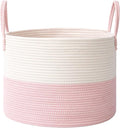 JMvicyroam 115L Extra Large Blanket Basket for Living Room - Woven Cotton Rope Laundry Hamper with Reinforced Handles - Stora