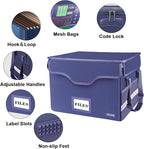 DocSafe Fireproof Document Box with Lock, File Storage Organizer with Mesh Pockets, Collapsible Portable File Box Home Office