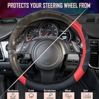 CAR PASS Line Rider Microfiber Leather Sporty Steering Wheel Cover Universal Fits for 95% Truck,SUV,Cars,14.5-15inch Anti-Sli