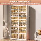 SYNCVIBE Collapsible Shoe Rack Organizer 9 Tiers-36 Pairs Foldable Shoe Cabinet with Doors, Large Plastic Folding Shoe Cabine