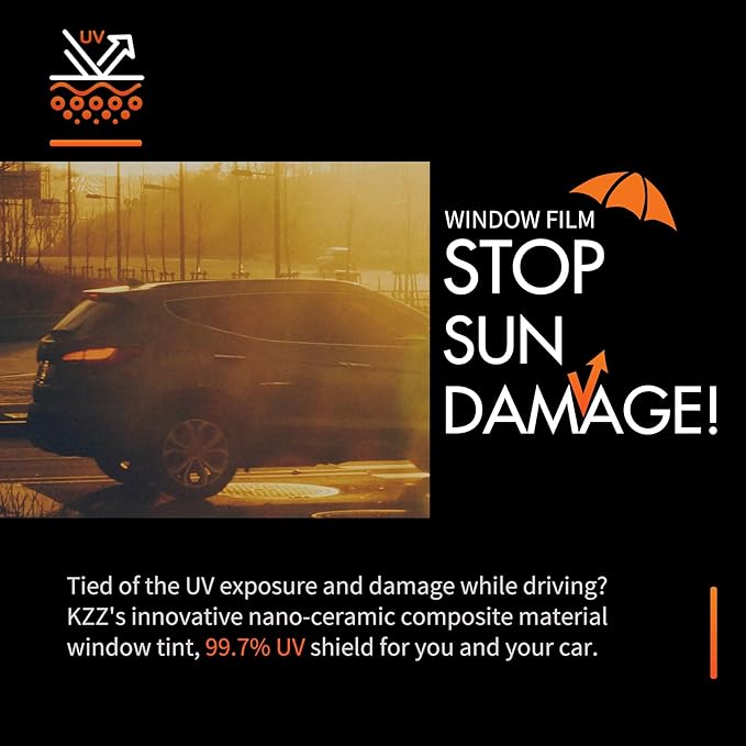 [Upgraded] 15% Ceramic Window Tint Car for Family, Blocks 99% UV & IR Rays, HD One Way Privacy Window Film, Anti Glare & Scratch Safety Tint for Glass Adhesive Film, Easy Install 20in x 10ft