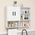 Medicine Cabinet, Wooden Bathroom Wall Cabinet with 2 Doors, Adjustable Shelves & Towel Bar, Over Toilet Storage Cabinet Wall