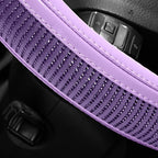 Road Comforts Bling Steering Wheel Cover – Purple Diamond Design, Universal Fit 14.5-15 Inch, Microfiber Leather, Anti-Slip &