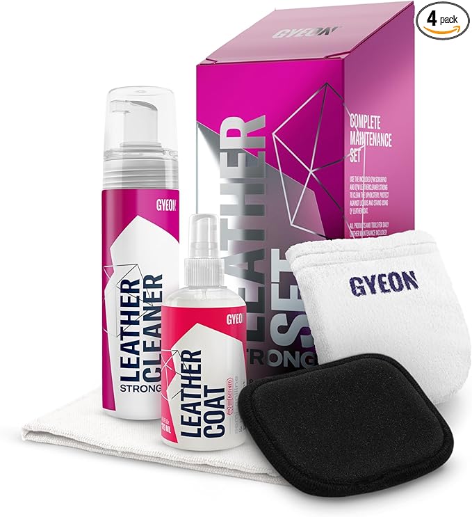 Gyeon Leather Set Strong All‑in‑One Car Leather Cleaner and Ceramic Coat Kit for Interior Protection Deep Clean Oil Removal M