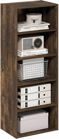 Furinno Basic Book Shelf, 5-Tier Bookshelf, Storage Organizer Bookcase with Open Shelf, 11 x 17 x 44, for Living Room, Bedroo