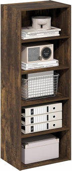 Furinno Basic Book Shelf, 5-Tier Bookshelf, Storage Organizer Bookcase with Open Shelf, 11 x 17 x 44, for Living Room, Bedroo