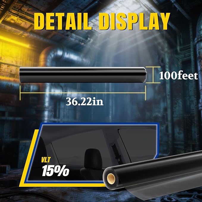 ARANA 15% VLT 36" × 100FT Ceramic Car Window Tint Film, Heat Resistant & 99% UV Blocking Privacy Protection