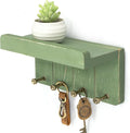 Rebee Vision Pine Wood Key Holder Wall Mount - Farmhouse Small Key Holder for Wall with 4 Hooks to Hang Watch or Tie - Rustic