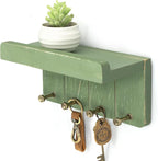 Rebee Vision Pine Wood Key Holder Wall Mount - Farmhouse Small Key Holder for Wall with 4 Hooks to Hang Watch or Tie - Rustic