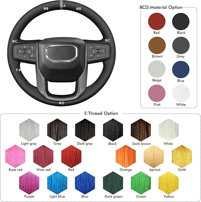 MEWANT Steering Wheel Cover for GMC Sierra Steering Wheel Cover for GMC Sierra 1500 / Sierra 1500 Limited/Sierra 2500 / Sierra 3500/ Yukon (XL) Hive Microfiber Leather