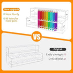 96-Slots Pen Display Stand,2-Tier Acrylic Pen Holder for Craft Shows,12mm Beadable Pens Stand Paint Brush Holder Pencil Organ