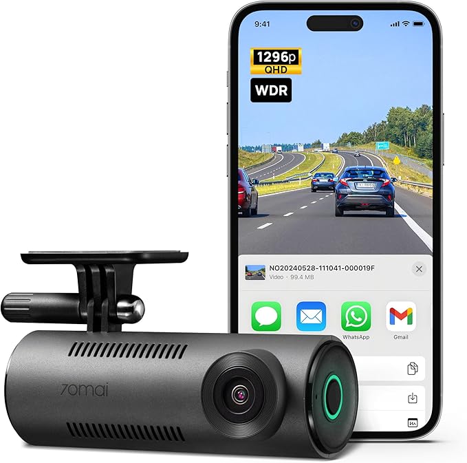 70mai Dash Cam M310, Dash Camera for Cars 1296P QHD, Smart Dash Cam Front Built in WiFi, 130° Wide-Angle FOV, WDR, Night Visi