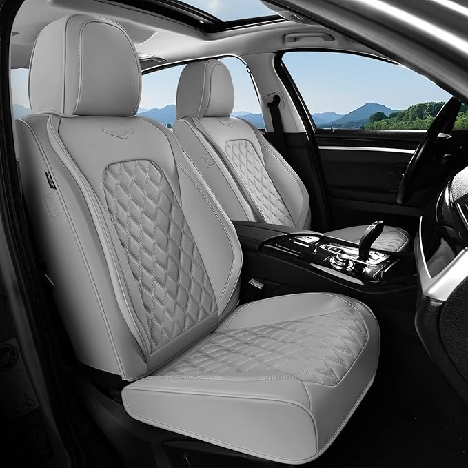 Coverado Front Seat Covers, Waterproof Nappa Leather Dust-Proof Protectors, Universal Fit for Most Vehicles, Anti-Scratch Sea