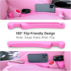 Car Seat Gap Filler Set of 2, 3IN1 Seat Side Gap Filler Plug with Storage Slot & Hook Function, Soft Foam Universal Fit Car SUV Truck Fill Gap Between Seats Console Organizer (Narrow Pink)