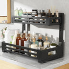 2 Pack 21IN-Depth Under Sink Organizer,Pull Out Cabinet Organizer With Smooth Cylindrical Rail,Metal Slide Out Drawer for Kit