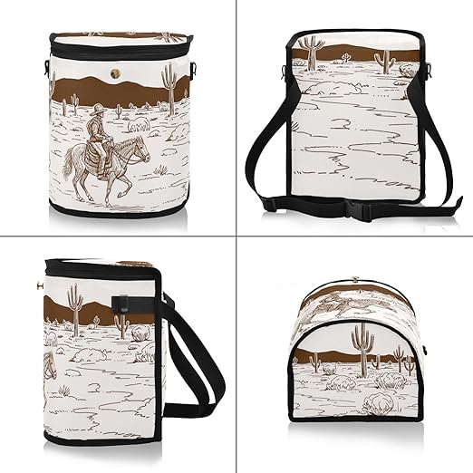 Cowboy Car Trash Can with Lid Leak Proof Car Trash Bag Waterproof Car Garbage Can, Polyester Trash Bin Hanging for Minivan SUV Truck
