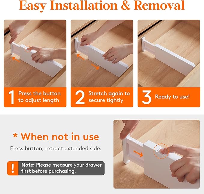 Lifewit 5 Pack Drawer Dividers 5" High, 13.5-22" Adjustable Clothes Organizers, Expandable Dresser Separators in Bedroom/Bath