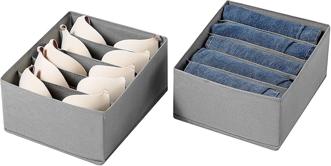 Jeans Drawer Organizers for Clothing, 5 Compartment Wardrobe Storage Box, Washable Clothes Organizer for Folded Clothes, Jean