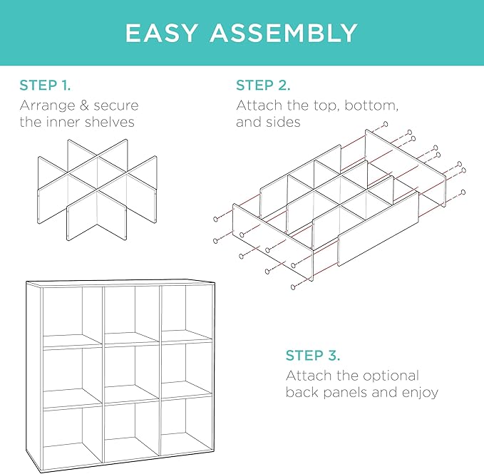Best Choice Products 9-Cube Storage Organizer, 13.5in Shelf Opening, Bookcase, Display Shelf, Customizable w/ 3 Removable Bac