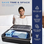 Compression Packing Cubes, 4 Set Packing Cubes for Travel, Travel Essentials for Men, Compressible Package Organizer for Suit