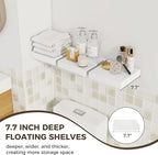 Fun Memories Small Floating Shelves for Wall - 8 Inch Square Wall Shelves with Invisible Brackets, White Shelves for Bathroom