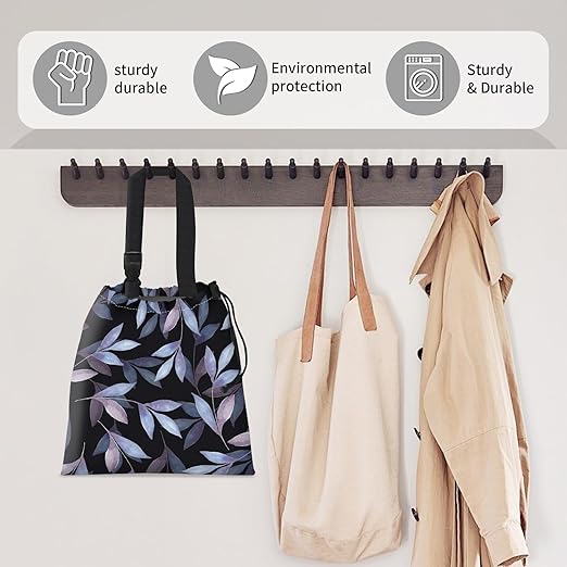 Car Trash Bag Large Hanging Can for Back of Seat, Cute Waterproof Car Garbage Bag for Vehicle, Travelling, Outdoor Cute Blue Black Leaf