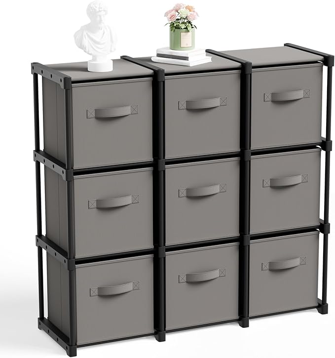 9 Cube Storage Organizer with Shelf Back to School Boxes 11 Inch Toy Storage Bins Closet Organizers Drawers Fabric Dresser fo