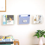 Magazine Rack 3 Pockets Hanging File Organizer Metal Wire Baskets with Tag Slot literature catalogs,mail,letters,charts,broch