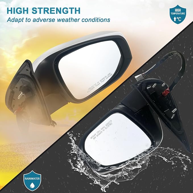 Right Passenger side Mirror Fits 2016-2022 Toyota Tacoma With Power Glass, Heated, Turn Signal丨Without Blind Spot Detection Match to White Paint Replace TO1321349 (7Pins)