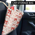 Car Trash Can, Cute Car Trash Bag, Hanging Car Organizer and Storage Bag, Trash Bin for Car Accessories, Vehicle, Travelling, Camping Cute Red Bow