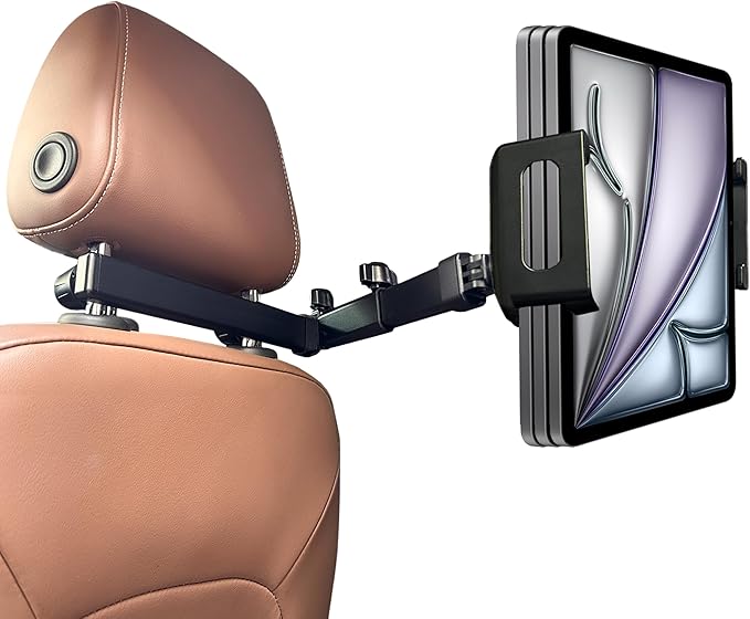 2026 Tablet Holder for Car Headrest 2 Pack [3 in 1 Sturdy Upgrade Extension Arm] 360° Rotating Adjustable for iPad/Phone Headrest Mount, for Most Tablets/Phones, Fit Larger Tablet - Black