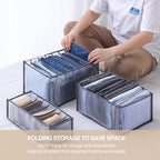 Wardrobe Clothes Organizer 7 Grids Portable Closet Organizer Mesh Separation Storage Box Foldable Closet Drawer Organizer for