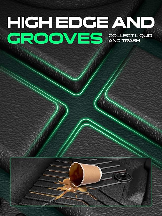 YHTAUTO Automotive Floor Mats Compatible with Toyota Tacoma 2016-2023, TPE All Weather Car Mats Waterproof Anti-Slip Odorless Floor Liner, Interior Car Accessories, 1st Row, Set of 2