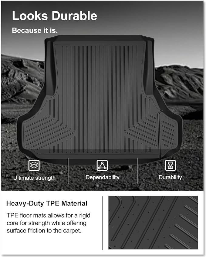 KIWI MASTER Cargo Mat for 2011-2023 Dodge Charger/Chrysler 300, Custom Fit All Weather Rear Cargo Liner, Heavy Duty TPE Tray Trunk Mat, Black