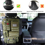 tactical car seat back organizer and storage truck seat covers with a Molle Vehicle Panel and 5 Different Size Molle Pouches for most models such as Jeep,SUV,Pickup (Army green)