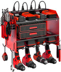 Modular Power Tool Organizer Wall Mount with Charging Station, 3-Layer Heavy Duty Drill Holder Rack & 8-Outlet Power Strip fo