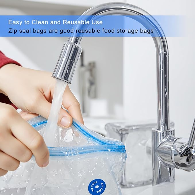 Reusable Sous Vide Bags 53Pcs BPA-Free, Ideal for Freshness Preservation, 45 Zipper Bags, 3 Seal Clips ＆ 5 Cooking Clips, Hea