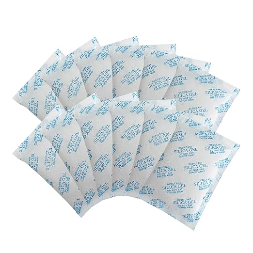 Silica Gel Packs - 15 Packs 50 Gram Desiccant Packets, Food Safe Moisture Absorbers for Storage, Reusable Silica Gel Dehumidi