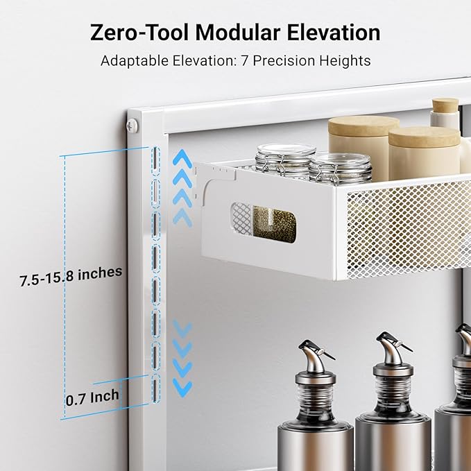 Pull-out Under Kitchen Sink Organizer, Metal Functional Under Sink Organizer, Height Adjustable Under Bathroom Sink Organizer
